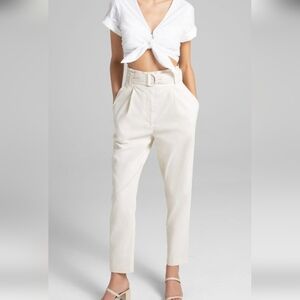 A.L.C. Diego Linen/Viscose Tapered Ankle Trouser In Ecru/Cream. Size 4